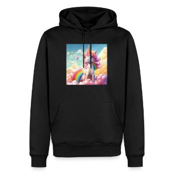 Einhorn über den Wolken - Männer Premium Bio Hoodie - Schwarz - Vorne - Nico (187cm)