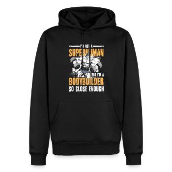 I'm Not A Superhuman But I'm A Bodybuilder - Männer Premium Bio Hoodie - Schwarz - Vorne - Nico (187cm)