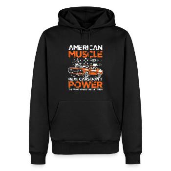 American Muscle Real Cars Don't Power Front Wheel - Männer Premium Bio Hoodie - Schwarz - Vorne - Nico (187cm)
