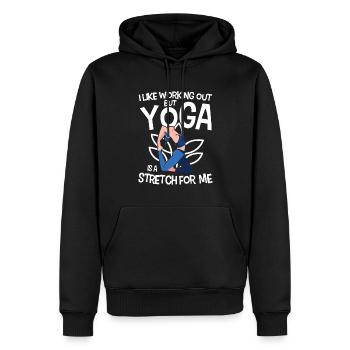 I Like Working Out But Yoga Is A Stretch For Me - Männer Premium Bio Hoodie - Schwarz - Vorne - Nico (187cm)