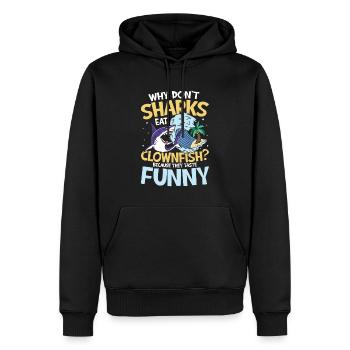 Why Don't Sharks Eat Clownfish Taste Funny - Männer Premium Bio Hoodie - Schwarz - Vorne - Nico (187cm)