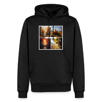 Herbst, Kürbis, Laub, bunt, T-Shirt - Männer Premium Bio Hoodie - Schwarz - Vorne - Nico (187cm)