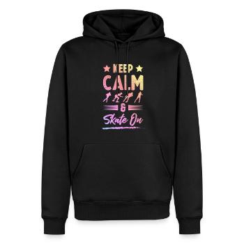 Restez calme patinez - Sweat à capuche Premium bio Homme - noir - Devant - Nico (187cm)