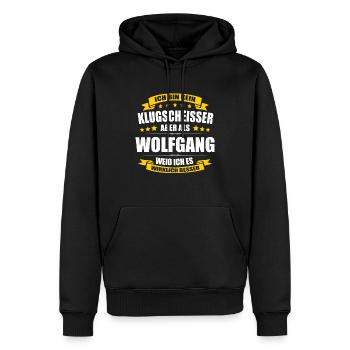 Name Wolfgang Vorname Klugscheisser Namenstag - Männer Premium Bio Hoodie - Schwarz - Vorne - Nico (187cm)
