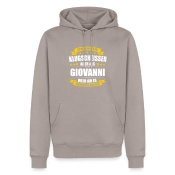 Name Giovanni Vorname Klugscheisser Namenstag - Männer Premium Bio Hoodie - Taupe - Vorne - Nico (187cm)