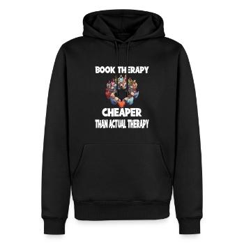 Book Therapy Cheaper Than Actual Therapy - Männer Premium Bio Hoodie - Schwarz - Vorne - Nico (187cm)