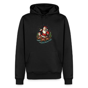 Verbreiten Sie Weihnachtsfreude mit Santa Claus - Männer Premium Bio Hoodie - Schwarz - Vorne - Nico (187cm)