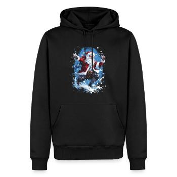 Plaisir de Noël: Père Noël ivre - Sweat à capuche Premium bio Homme - noir - Devant - Nico (187cm)