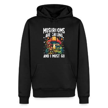 Mushrooms Are Calling And I Must Go - Männer Premium Bio Hoodie - Schwarz - Vorne - Nico (187cm)
