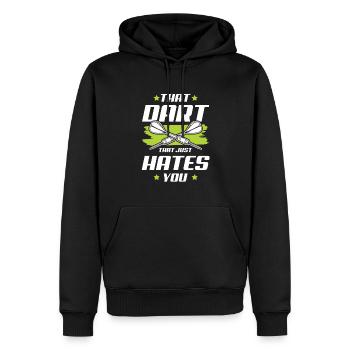 darts dart - Männer Premium Bio Hoodie - Schwarz - Vorne - Nico (187cm)