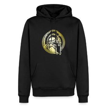 Casque Spartan Symbole d’or Gladiateur guerrier - Sweat à capuche Premium bio Homme - noir - Devant - Nico (187cm)