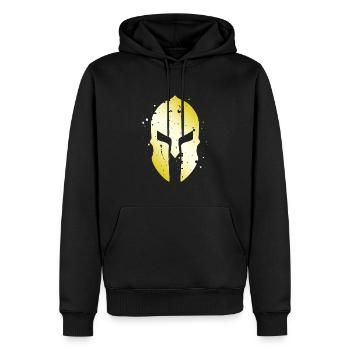Spartan Helmet Symbol Gold Fighter Training - Sweat à capuche Premium bio Homme - noir - Devant - Nico (187cm)