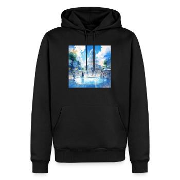 Profitez de votre ville de demain - Sweat à capuche Premium bio Homme - noir - Devant - Nico (187cm)