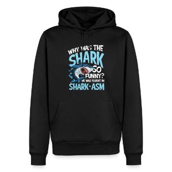 Why Was The Shark So Funny Fluent In Shark- - Männer Premium Bio Hoodie - Schwarz - Vorne - Nico (187cm)