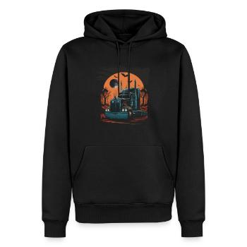 Camion effrayant devant la lune rouge sang Halloween - Sweat à capuche Premium bio Homme - noir - Devant - Nico (187cm)