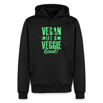 Vie végétalienne - Sweat à capuche Premium bio Homme - noir - Devant - Nico (187cm)