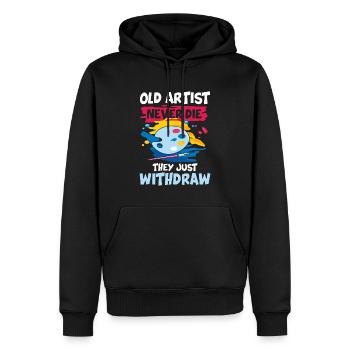 Old Artist Never Die They Just Withdraw - Männer Premium Bio Hoodie - Schwarz - Vorne - Nico (187cm)