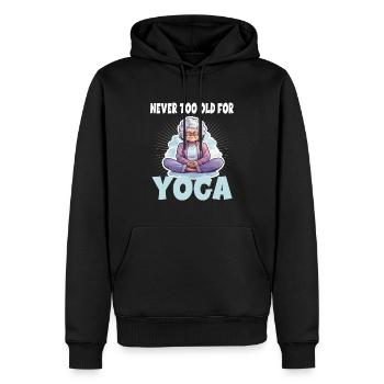 Never Too Old For Yoga - Männer Premium Bio Hoodie - Schwarz - Vorne - Nico (187cm)