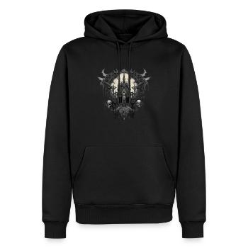 Gothik Okkult Rabe Gotik Schwarze Szene Wicca - Männer Premium Bio Hoodie - Schwarz - Vorne - Nico (187cm)