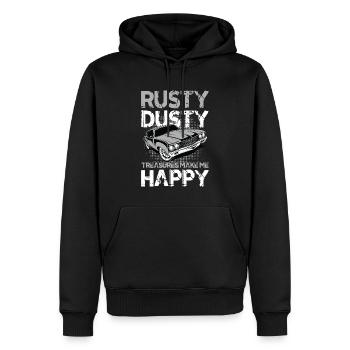 Rusty Dusty Treasures Make Me Happy - Männer Premium Bio Hoodie - Schwarz - Vorne - Nico (187cm)