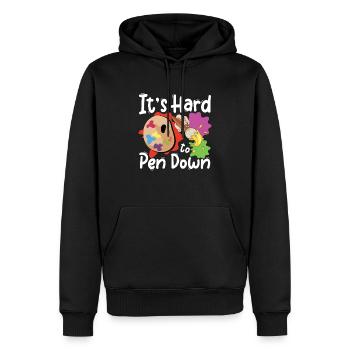 It's Hard To Pen Down - Männer Premium Bio Hoodie - Schwarz - Vorne - Nico (187cm)