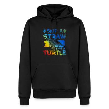 Sauvez la tortue de l’océan - Sweat à capuche Premium bio Homme - noir - Devant - Nico (187cm)