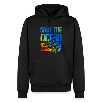 Sauvez la tortue de l’océan - Sweat à capuche Premium bio Homme - noir - Devant - Nico (187cm)