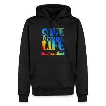 Sauvez la vie de l’océan - Sweat à capuche Premium bio Homme - noir - Devant - Nico (187cm)
