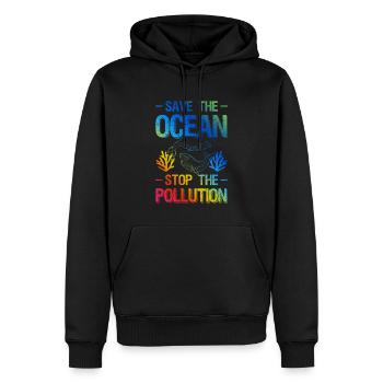 Protection de l’arrêt Save the Ocean - Sweat à capuche Premium bio Homme - noir - Devant - Nico (187cm)