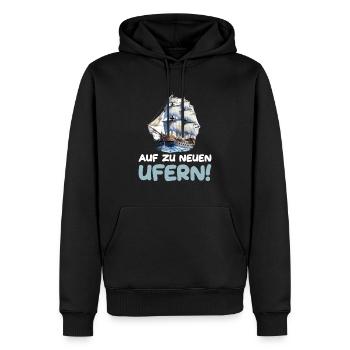 Auf zu neuen Ufern Segeln Segelschiff - Männer Premium Bio Hoodie - Schwarz - Vorne - Nico (187cm)