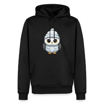 Hibou Hiver Bande Dessinée Mignon - Sweat à capuche Premium bio Homme - noir - Devant - Nico (187cm)
