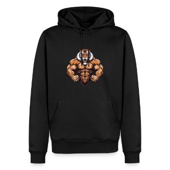 Tiger Muscles Beast Workout Gym - Sweat à capuche Premium bio Homme - noir - Devant - Nico (187cm)