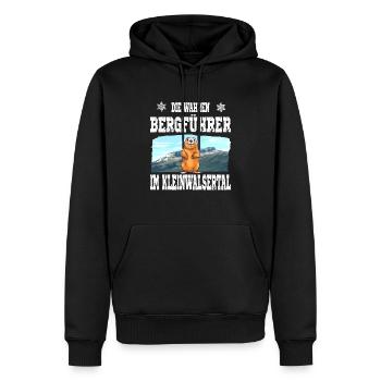 Die wahren Bergführer Kleinwalsertal Murmeltier - Männer Premium Bio Hoodie - Schwarz - Vorne - Nico (187cm)