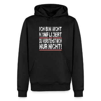Ich Bin Nicht Kompliziert für Männer und Fauen - Männer Premium Bio Hoodie - Schwarz - Vorne - Nico (187cm)