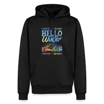 Winter Spruch - Männer Premium Bio Hoodie - Schwarz - Vorne - Nico (187cm)