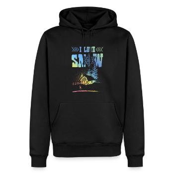 J’adore la neige - Sweat à capuche Premium bio Homme - noir - Devant - Nico (187cm)