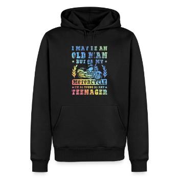 Motorrad alter mann spruch - Männer Premium Bio Hoodie - Schwarz - Vorne - Nico (187cm)