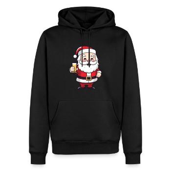 Père Noël à boire bande dessinée Noël - Sweat à capuche Premium bio Homme - noir - Devant - Nico (187cm)