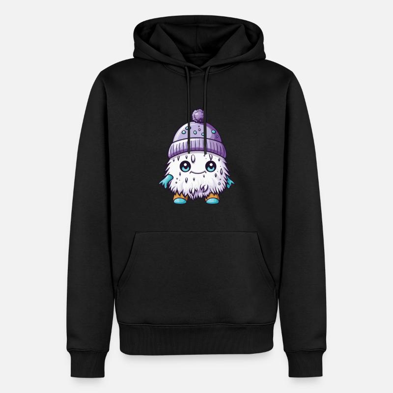 Winter Eskimo Comic Winterlich - Männer Premium Bio Hoodie - Schwarz