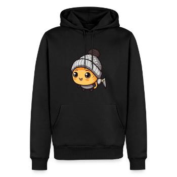 Fisch Winter Tier Niedlich Comic - Männer Premium Bio Hoodie - Schwarz - Vorne - Nico (187cm)