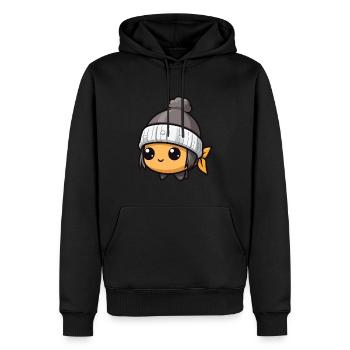 Fisch Winter Tier Niedlich Comic - Männer Premium Bio Hoodie - Schwarz - Vorne - Nico (187cm)
