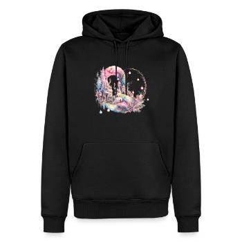 pastellfarbene Winterlandschaft in Herzform - Männer Premium Bio Hoodie - Schwarz - Vorne - Nico (187cm)