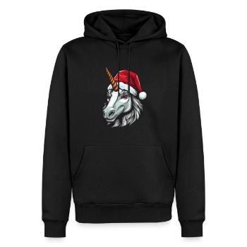 Tête de licorne Noël Noël - Sweat à capuche Premium bio Homme - noir - Devant - Nico (187cm)