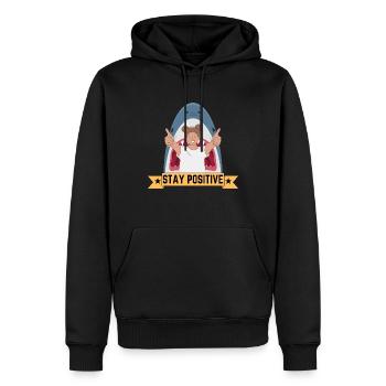 Restez positif - Sweat à capuche Premium bio Homme - noir - Devant - Nico (187cm)