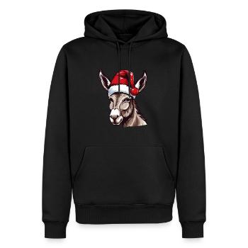 Esel Weihnachten Tier Kopf - Männer Premium Bio Hoodie - Schwarz - Vorne - Nico (187cm)