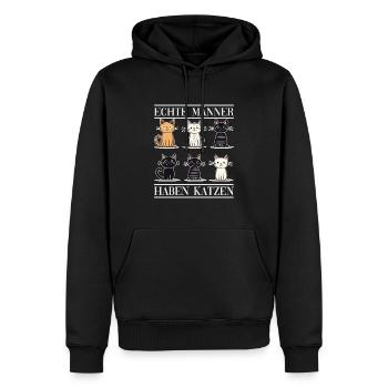 Echte Männer haben Katzen - Männer Premium Bio Hoodie - Schwarz - Vorne - Nico (187cm)
