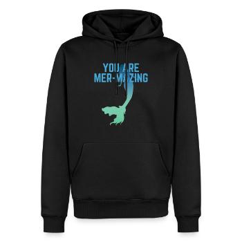vous avez mer-mazing - Sweat à capuche Premium bio Homme - noir - Devant - Nico (187cm)