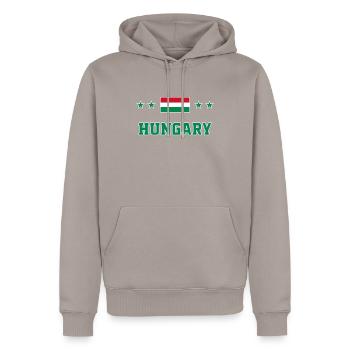 Hungary - Men’s Premium Organic Hoodie - taupe - Front - Nico (187cm)