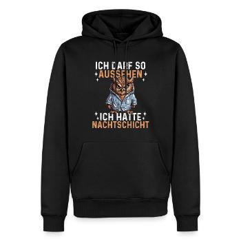Ich Darf So Aussehen Ich Hatte Nachtschicht - Eule - Männer Premium Bio Hoodie - Schwarz - Vorne - Nico (187cm)