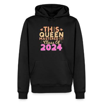 Cette reine l’a maîtrisé ! Classe De 2024 - Bachelor - Sweat à capuche Premium bio Homme - noir - Devant - Nico (187cm)